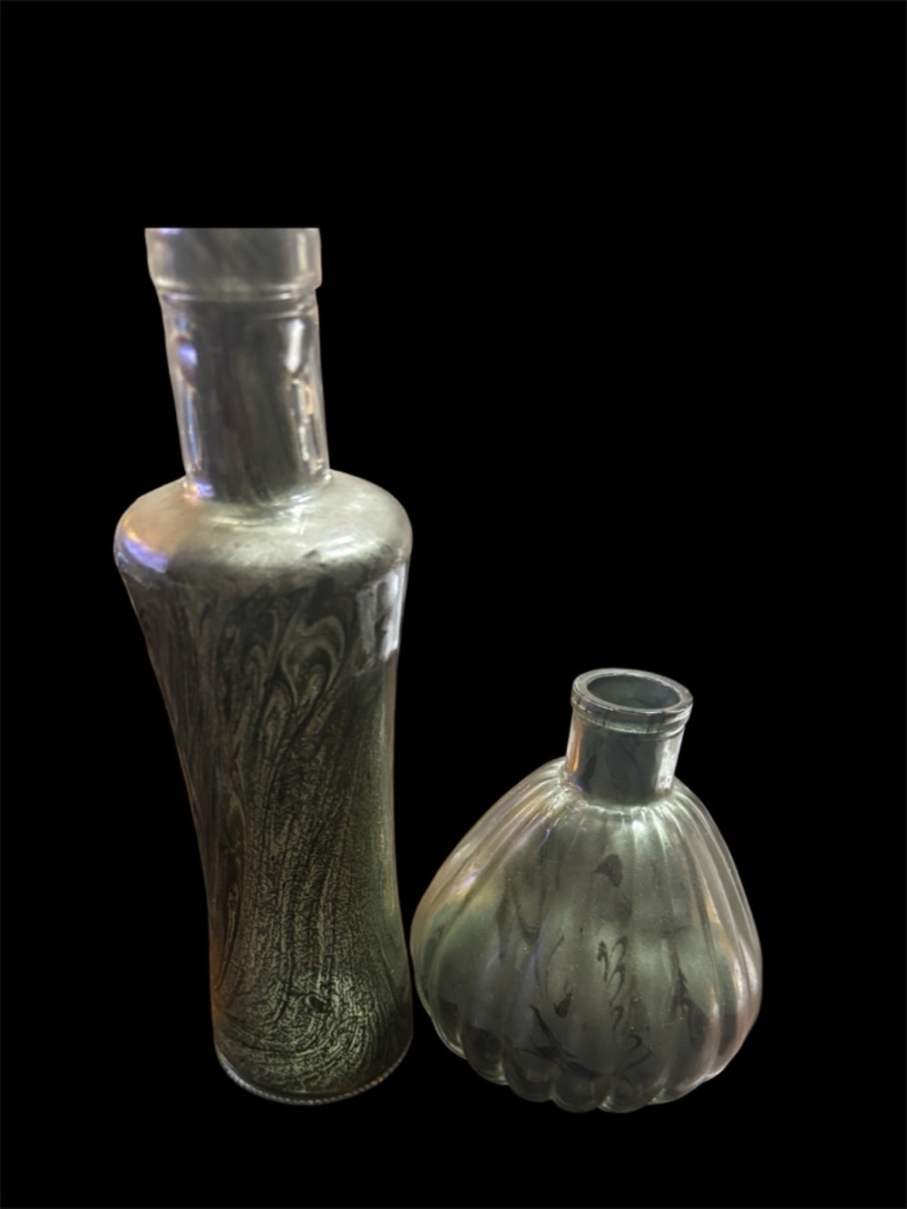 Set of 2 mercury Glass decor.  Tallest is 8 1/2”.